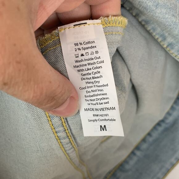 Lularoe women's medium denim jacket embroidery light wash casual yellow jean - Picture 6 of 8